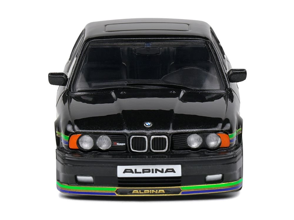 1994 BMW E34 Alpina B10 BiTurbo Black Metallic with Green Graphics 1/43 Diecast Model Car by Solido view 4