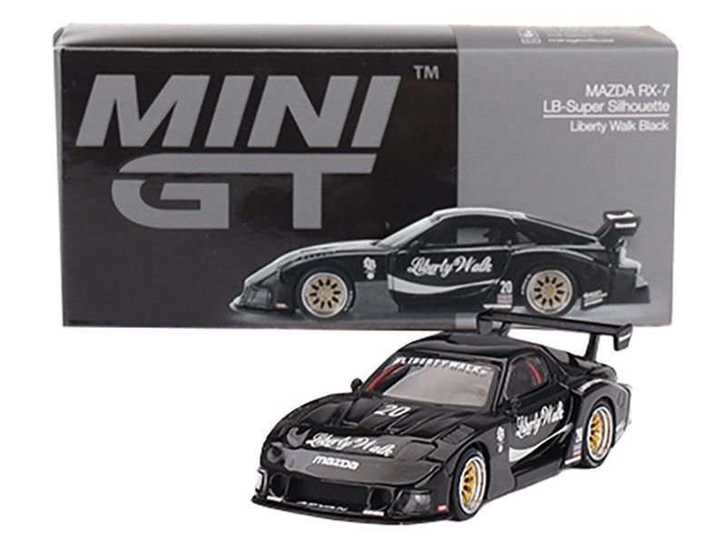 Mazda RX-7 LB-Super Silhouette #20 "Liberty Walk" Black Limited Edition 1/64 Diecast Model Car by Mini GT view 4