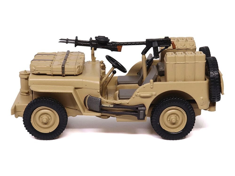 British SAS 1/4-Ton Willys Jeep with Vickers K Machine Gun Desert Sand "British Royal Army" 1/43 Diecast Model by Militaria Die Cast view 2