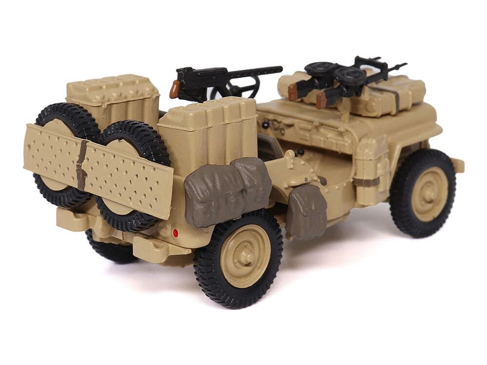British SAS 1/4-Ton Willys Jeep with Vickers K Machine Gun Desert Sand "British Royal Army" 1/43 Diecast Model by Militaria Die Cast view 3