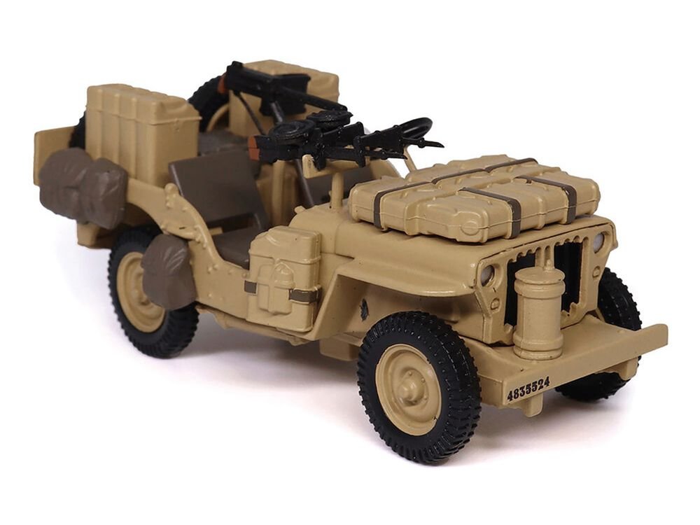 British SAS 1/4-Ton Willys Jeep with Vickers K Machine Gun Desert Sand "British Royal Army" 1/43 Diecast Model by Militaria Die Cast view 4
