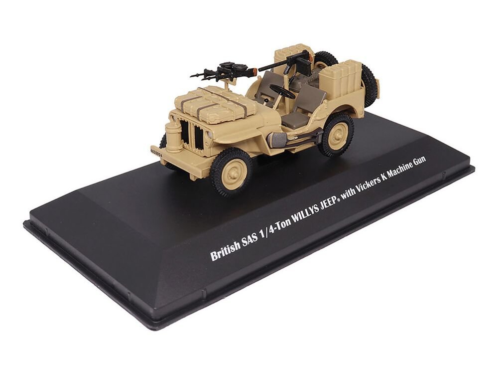 British SAS 1/4-Ton Willys Jeep with Vickers K Machine Gun Desert Sand "British Royal Army" 1/43 Diecast Model by Militaria Die Cast view 5