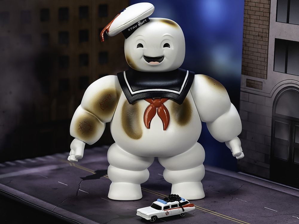 "Ghostbusters" 6" Stay Puft Marshmallow Man Figure with Nano Ecto-1 Car Diorama Set "Ghostbusters" (1984) Movie "Next Level" Series Model by Jada view 2