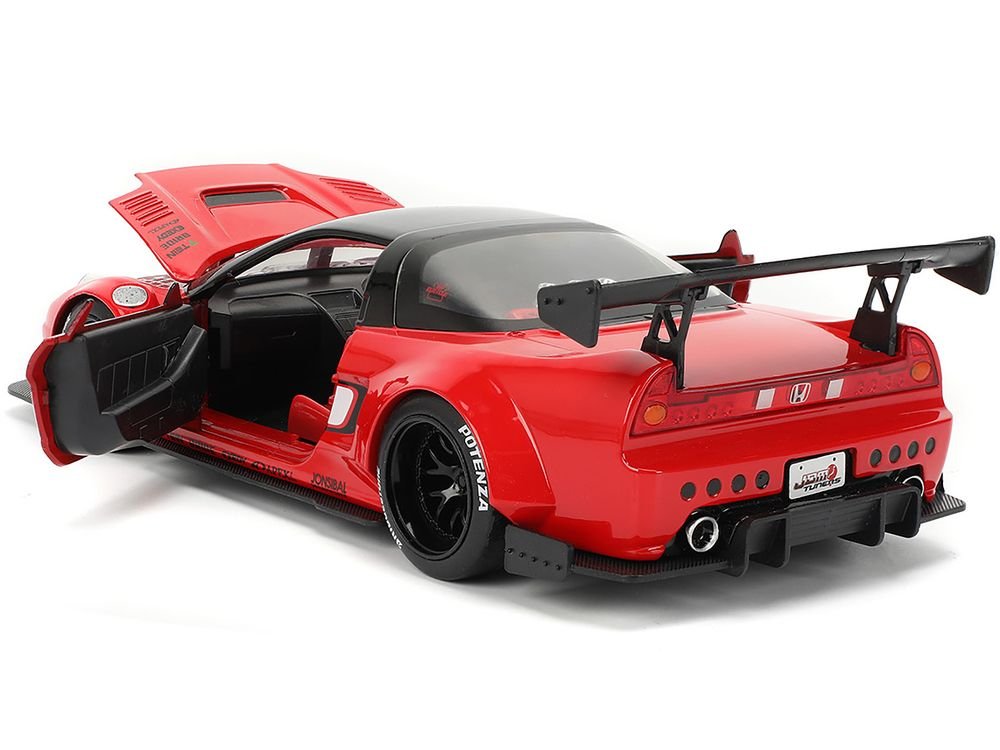 2002 Honda NSX-R RHD (Right Hand Drive) "Bridgestone" Red with Black Top and White Stripes "JDM Tuners" Series 1/24 Diecast Model Car by Jada view 4