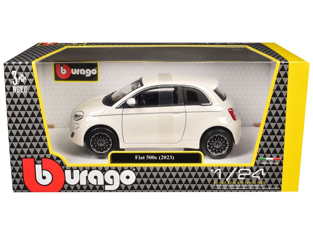 2023 Fiat 500e White 1/24 Diecast Model Car by Bburago view 3