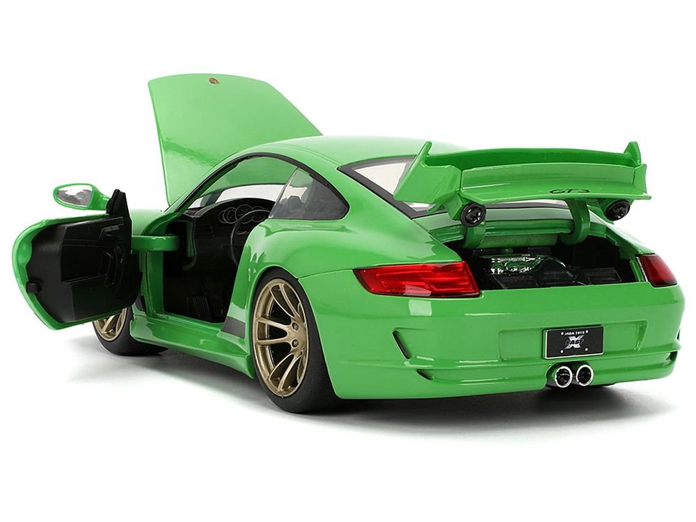 Porsche 911 GT3 (997) Green with Black Accents "Fast X" (2023) Movie "Fast & Furious" Series 1/24 Diecast Model Car by Jada view 4
