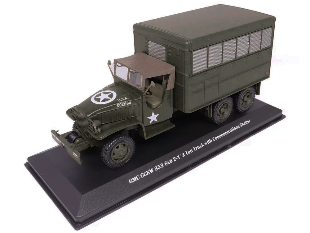 GMC CCKW 353 6x6 2-1/2 Ton Truck with Communications Shelter Olive Drab "United States Army" 1/43 Diecast Model by Militaria Die Cast view 2
