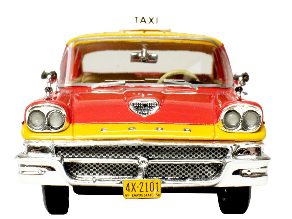 1958 Ford Custom 300 Taxi Cab "Kind Taxi Co." Red and Yellow with Yellow Interior Limited Edition to 200 pieces Worldwide 1/43 Model Car by Goldvarg Collection view 4