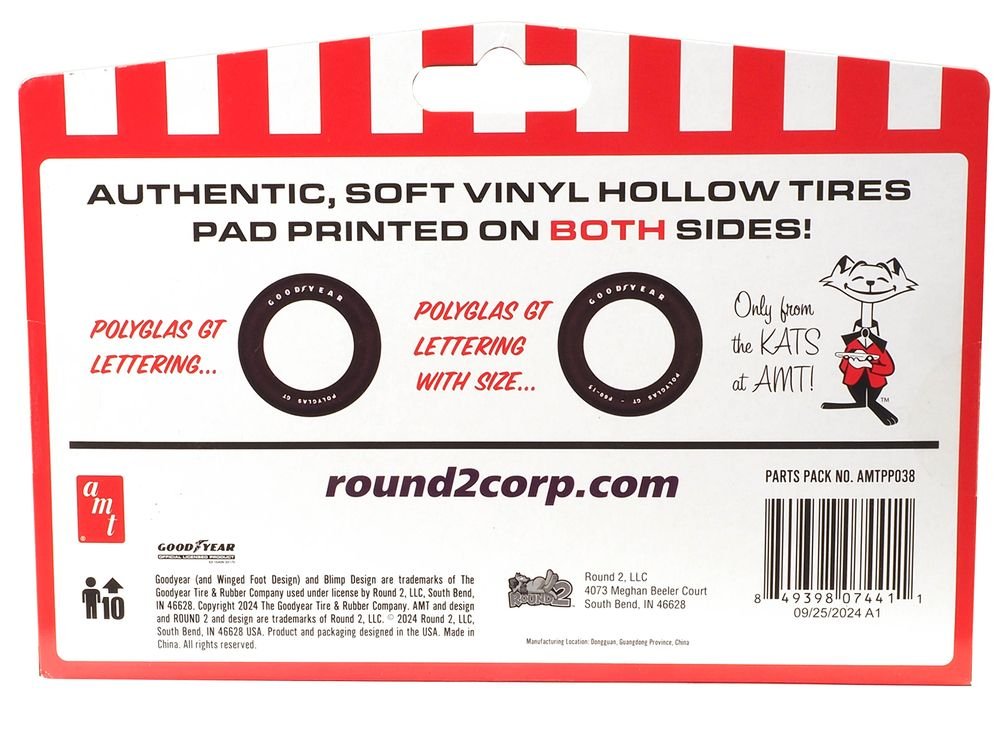 Model Kit "Goodyear Polyglas GT" Tires Set of 8 Pieces for 1/25 Scale Models by AMT view 2