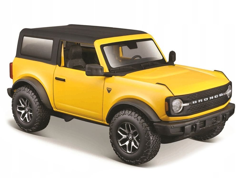 2021 Ford Bronco Badlands Yellow with Black Top "Special Edition" 1/24 Diecast Model Car by Maisto view 2