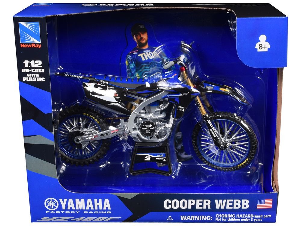 Yamaha YZ450F Motorcycle #2 Cooper Webb "Yamaha Factory Racing" 1/12 Diecast Model by New Ray view 3