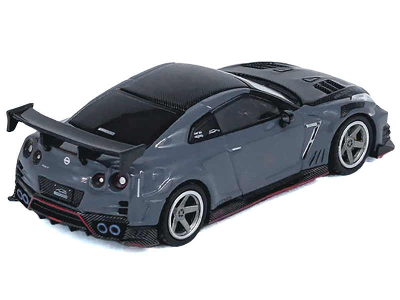 2024 Nissan GT-R (R35) Nismo "Top Secret" RHD (Right Hand Drive) Gray with Carbon Hood and Top "Hong Kong Toy Car Salon 2024 Special Edition" 1/64 Diecast Model Car by Inno Models view 2