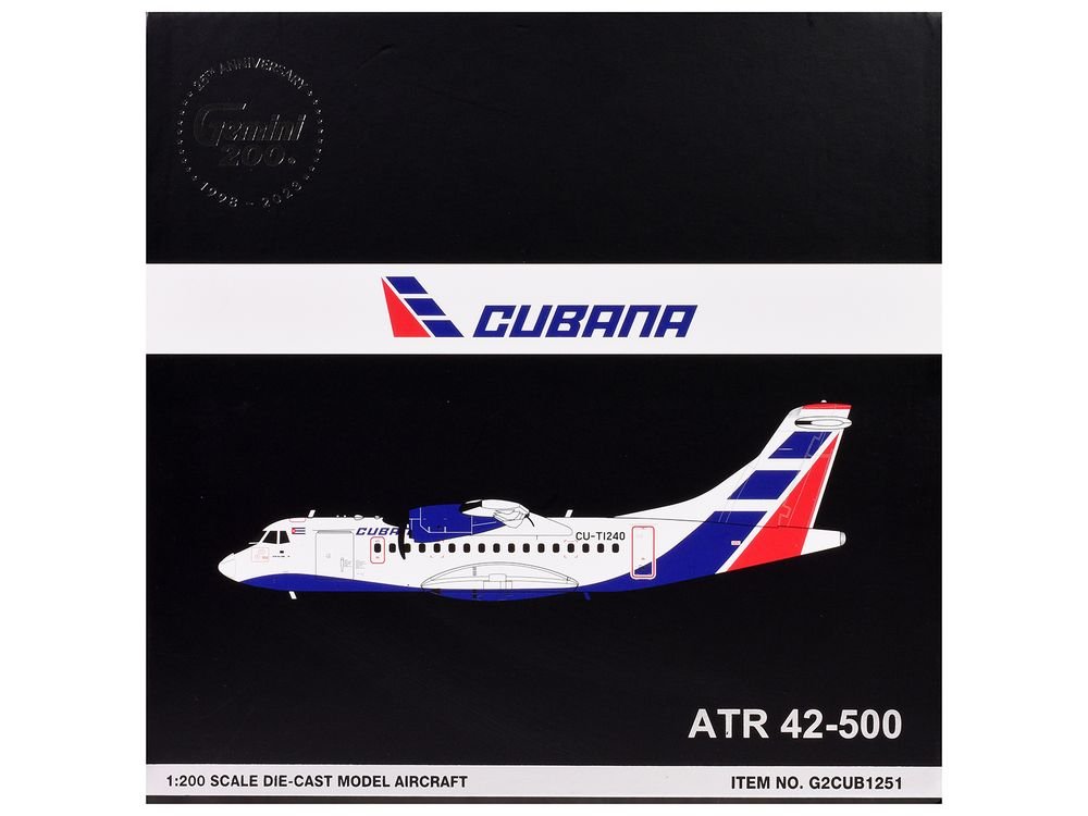 ATR 42-500 Commercial Aircraft "Cubana" (CU-T1240) White with Blue and Red Tail "Gemini 200" Series 1/200 Diecast Model Airplane by GeminiJets view 3
