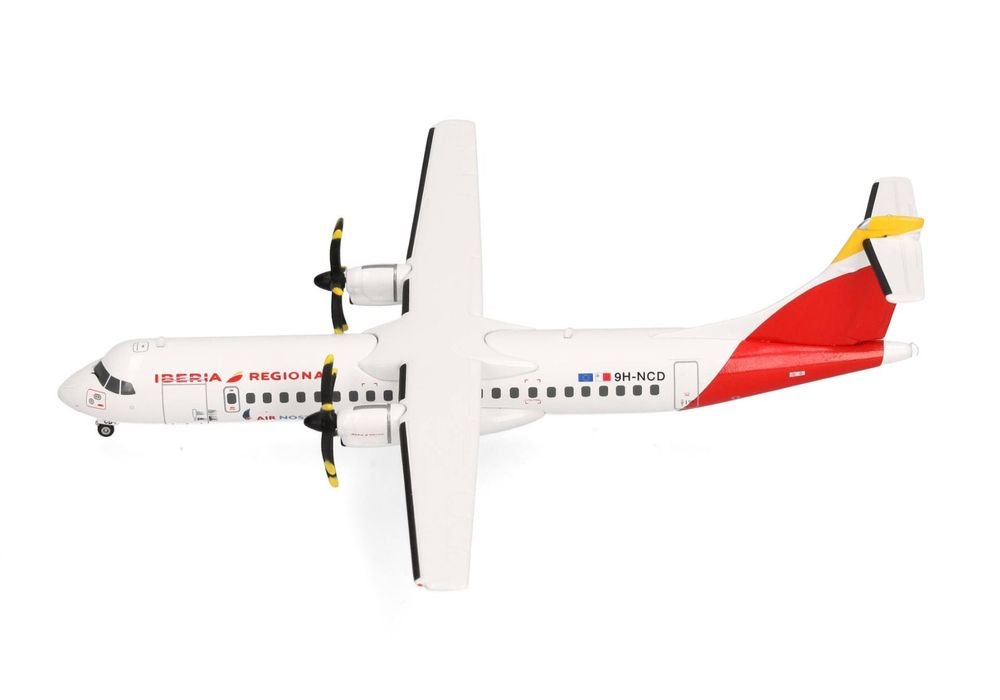 ATR 72-600 Commercial Aircraft "Iberia Regional" (9H-NCD) White with Red Tail 1/200 Diecast Model Airplane by Herpa view 2