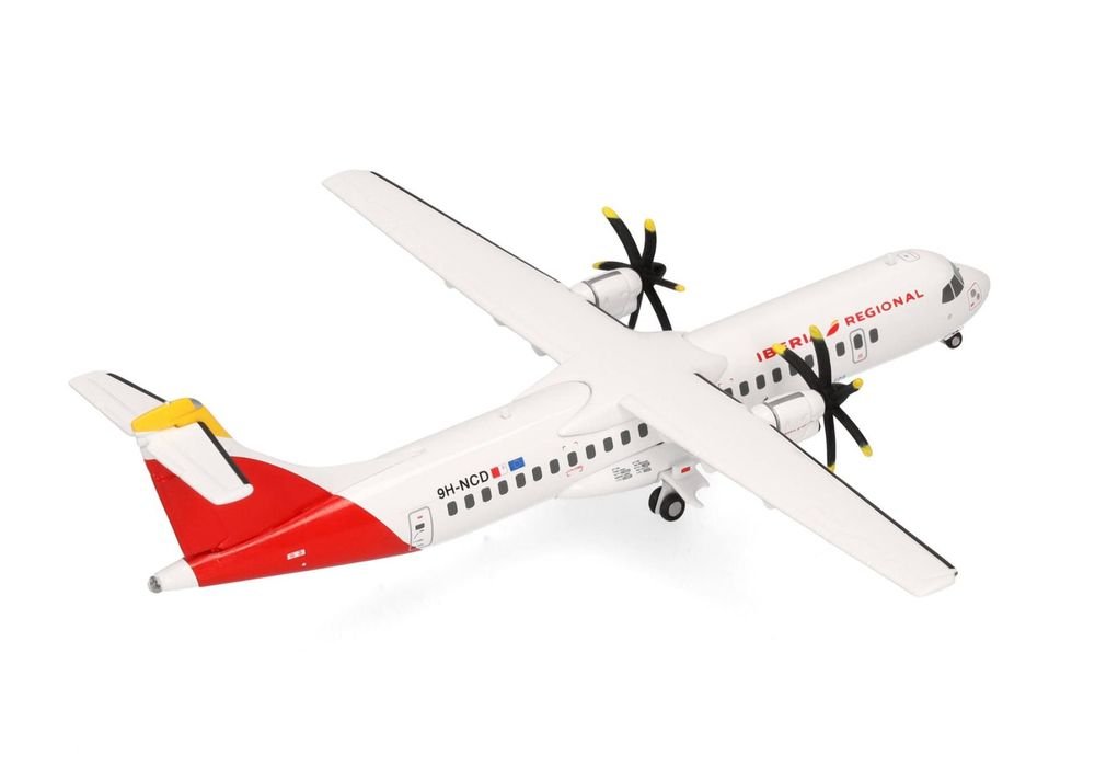 ATR 72-600 Commercial Aircraft "Iberia Regional" (9H-NCD) White with Red Tail 1/200 Diecast Model Airplane by Herpa view 3