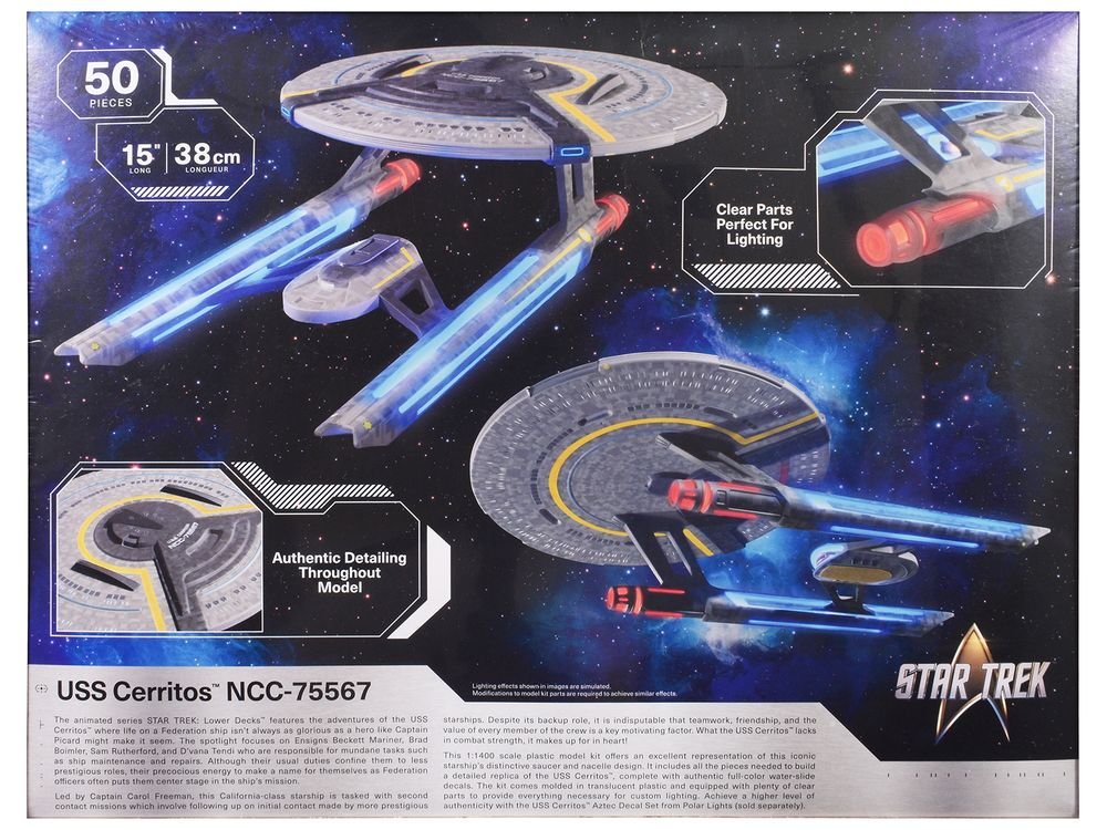 Skill 2 Model Kit USS Cerritos NCC-75567 Spacecraft "Star Trek: Lower Decks" (2020-2024) TV Series 1/1400 Scale Model by Polar Lights view 4