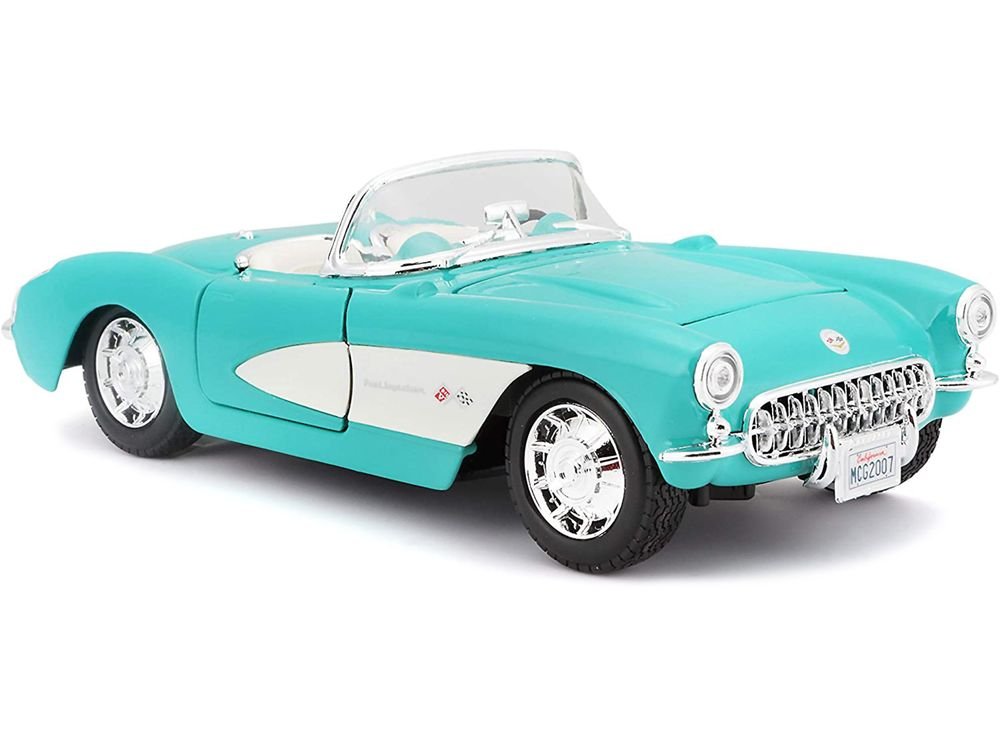 1957 Chevrolet Corvette Convertible Turquoise 1/24 Diecast Model Car by Maisto view 2