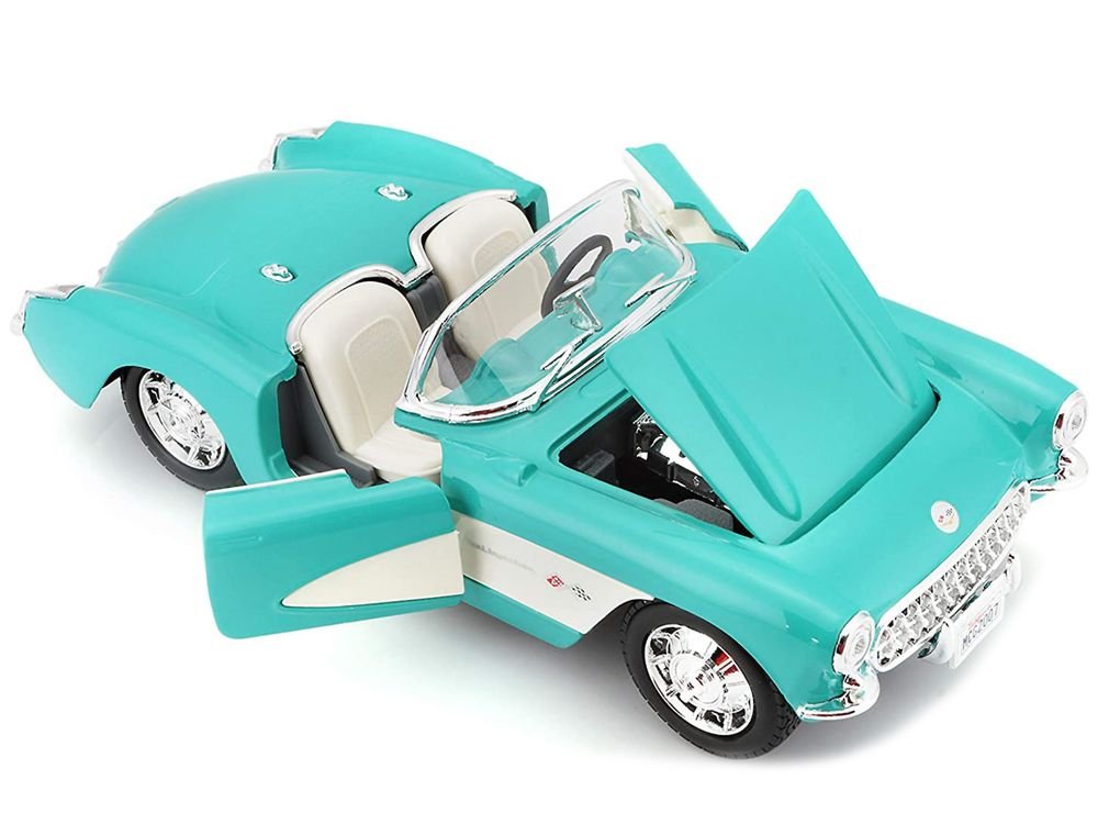 1957 Chevrolet Corvette Convertible Turquoise 1/24 Diecast Model Car by Maisto view 3