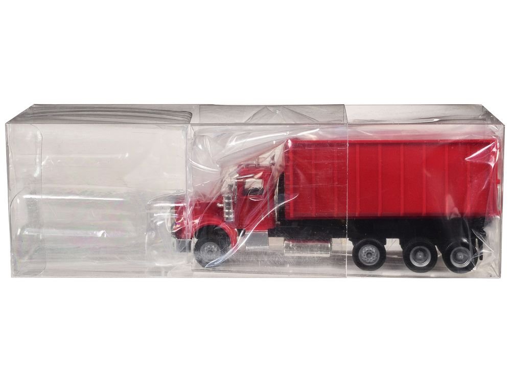 Peterbilt 367 Roll-Off Dump Truck Red with Red Box 1/87 (HO) Plastic Model Car by Promotex view 3