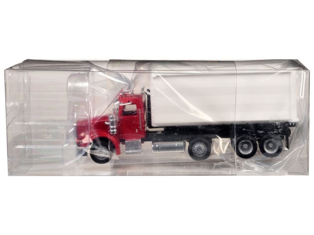 Peterbilt 367 Roll-Off Dump Truck Red with White Box 1/87 (HO) Plastic Model Car by Promotex view 3
