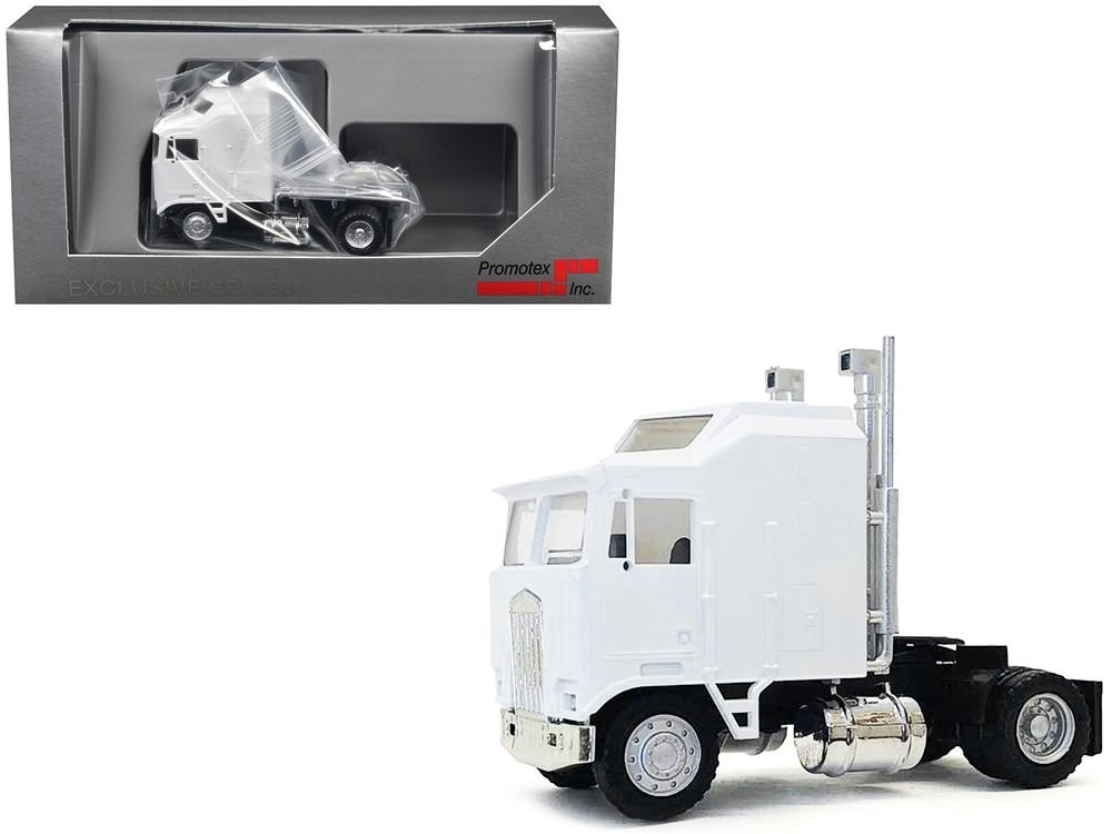Kenworth K100 Single-Axle Truck with 5-Bar Grill White 1/87 (HO) Plastic Model Car by Promotex