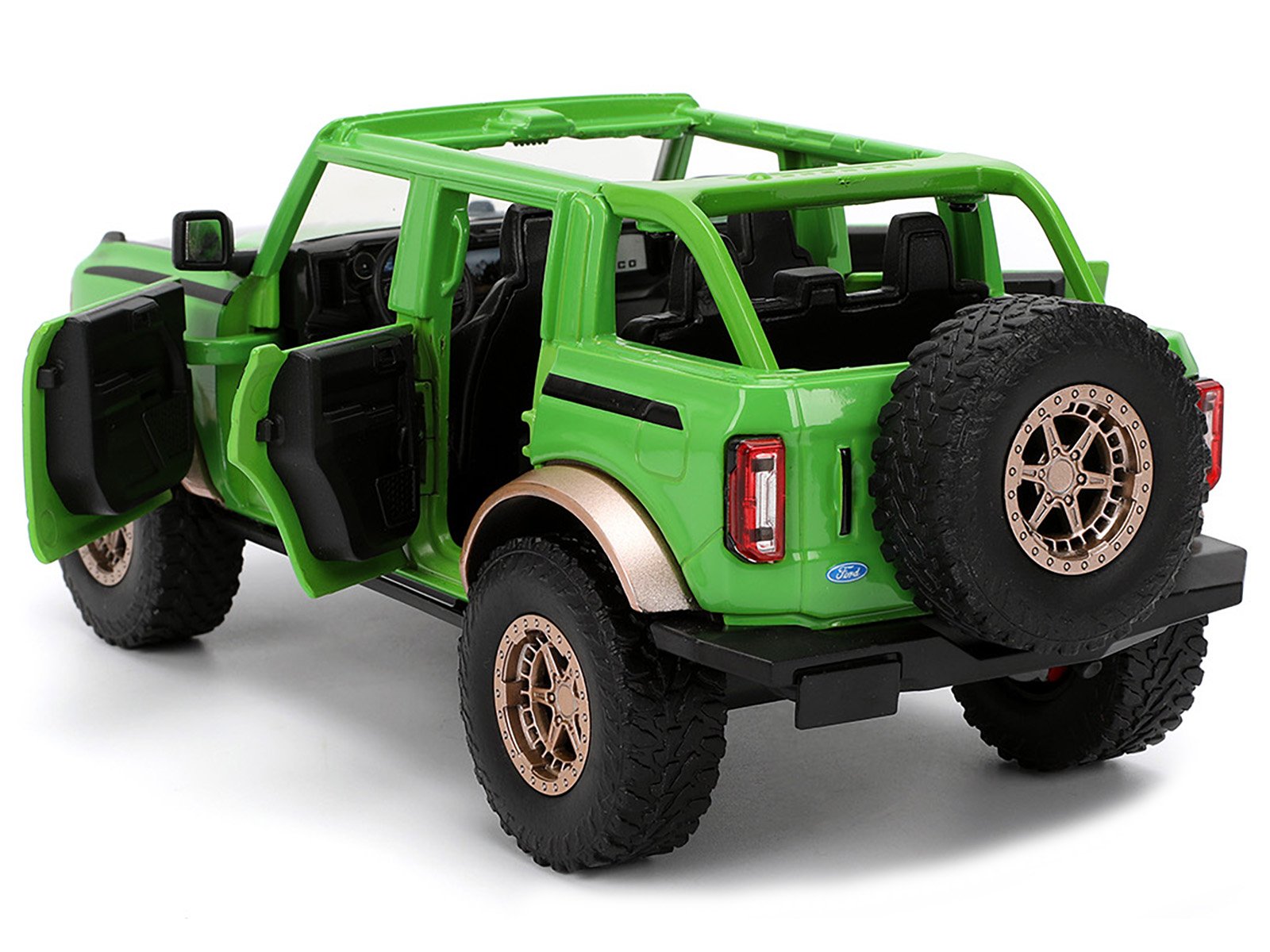 2021 Ford Bronco Green with Black Stripes and Green M&M's Diecast Figure "Hollywood Rides" Series 1/24 Diecast Model Car by Jada view 5