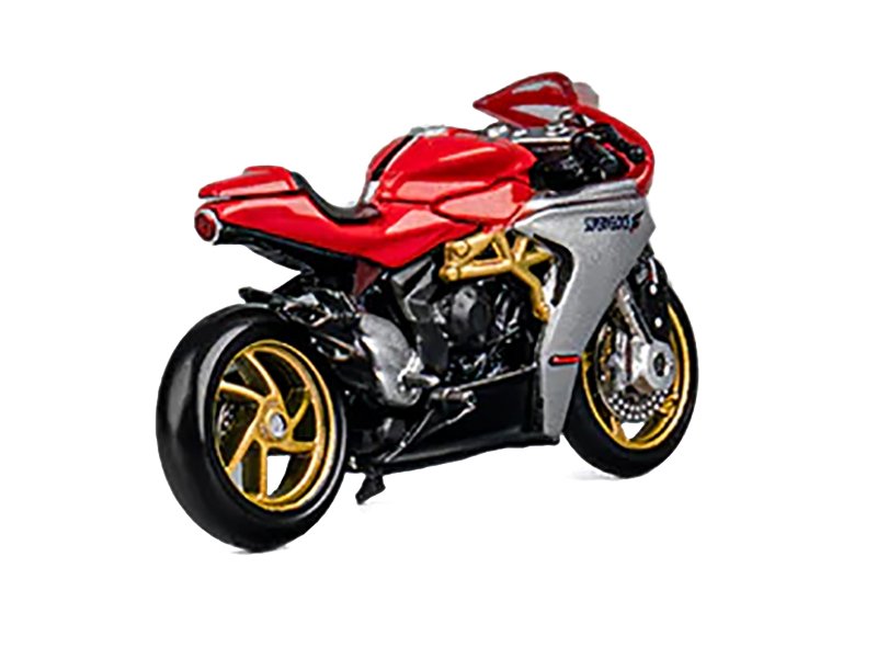 MV Agusta Superveloce 800 Motorcycle Red and Silver with Figure 1/64 Diecast Model by CM Model view 4