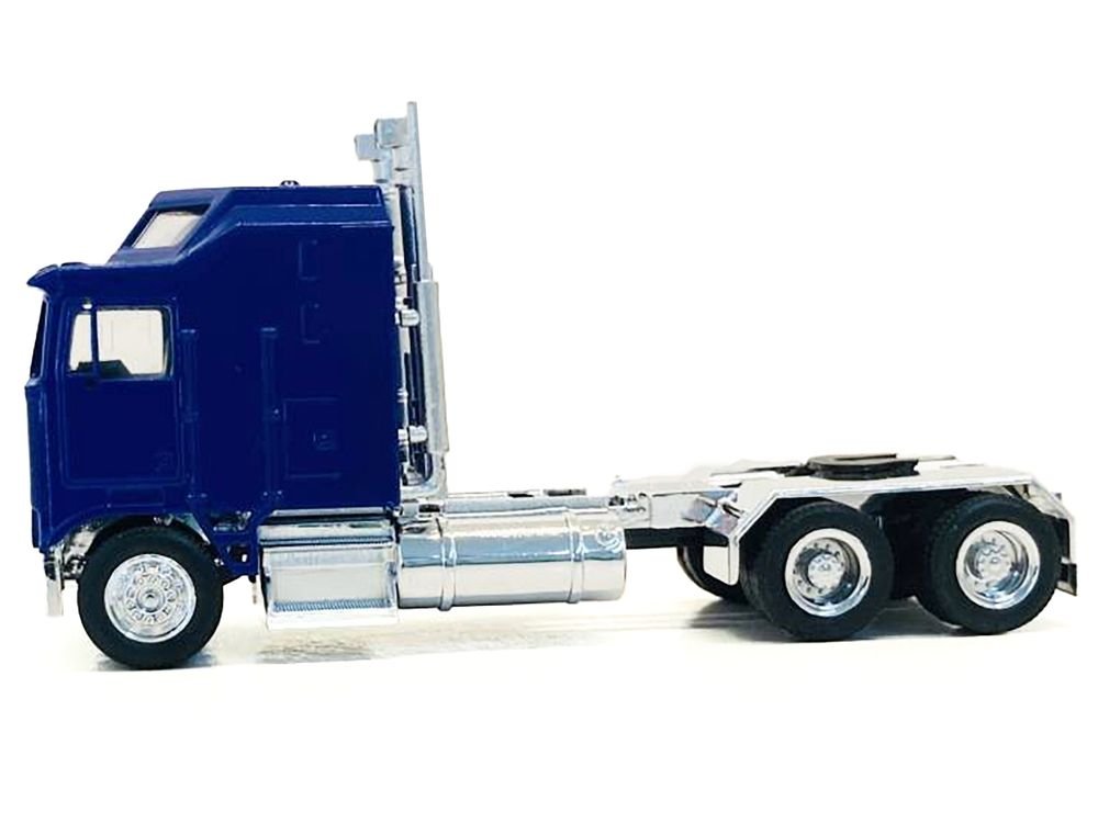 Kenworth K100 with 1-Bar Grill and X-Long Chrome Chassis Blue 1/87 (HO) Plastic Model Car by Promotex view 2
