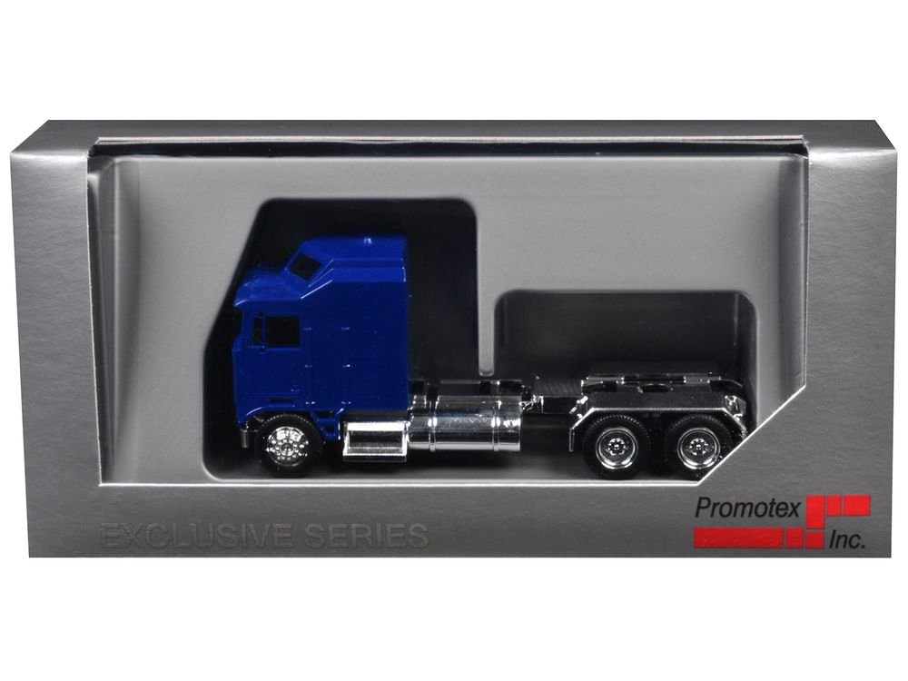 Kenworth K100 with 1-Bar Grill and X-Long Chrome Chassis Blue 1/87 (HO) Plastic Model Car by Promotex view 3