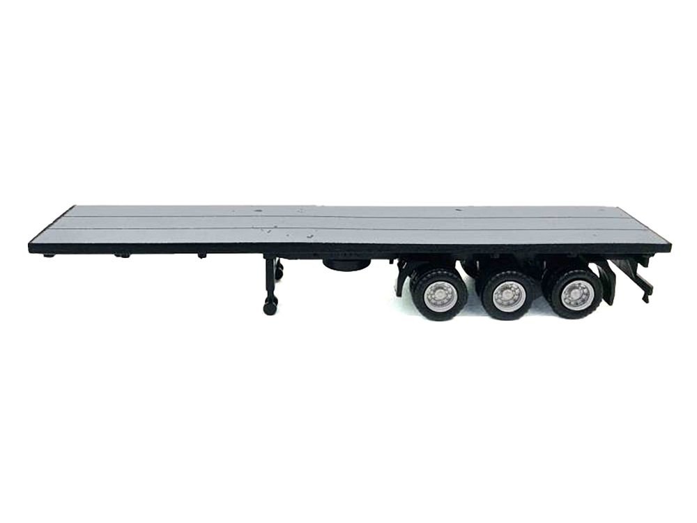 40ft 3-Axle Flatbed Trailer Gray Top 1/87 (HO) Plastic Model by Promotex view 2