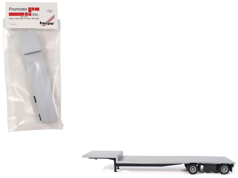 2-Axle Dropdeck Flatbed Trailer Silver Top 1/87 (HO) Plastic Model by Promotex