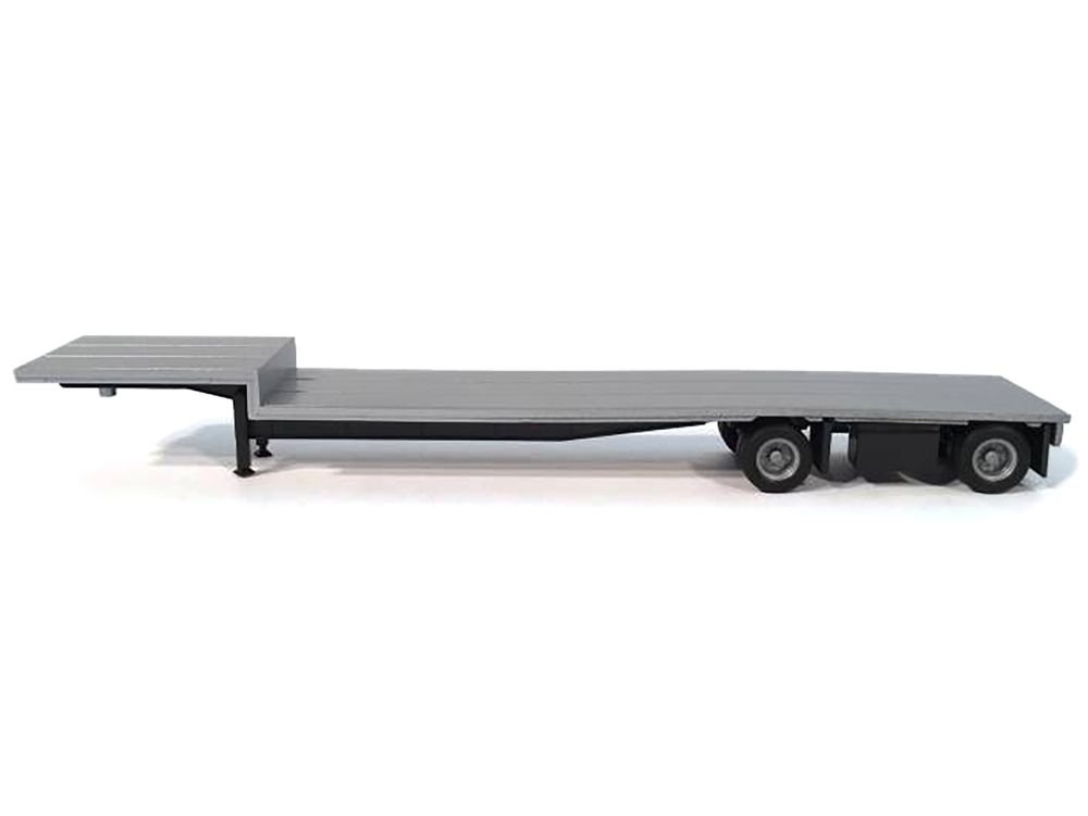 2-Axle Dropdeck Flatbed Trailer Silver Top 1/87 (HO) Plastic Model by Promotex view 2