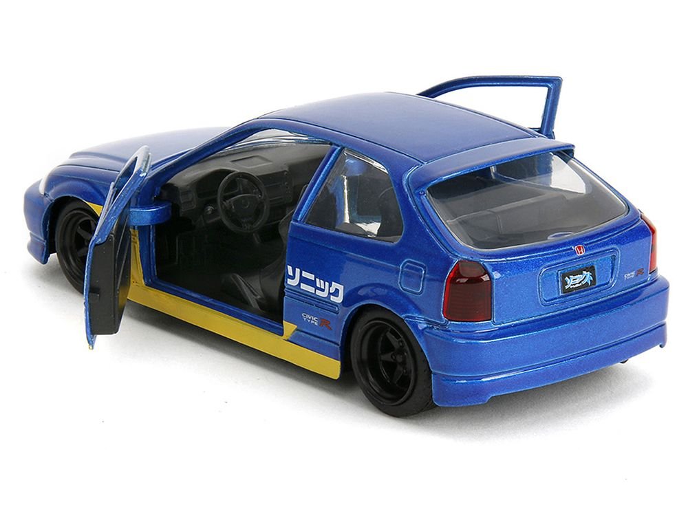 1997 Honda Civic Type R Blue Metallic with Graphics "Sonic the Hedgehog" (1991) Video Game "Hollywood Rides" Series 1/32 Diecast Model Car by Jada view 4