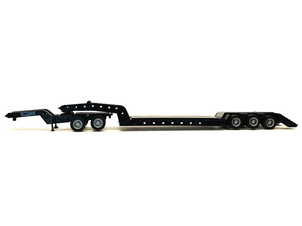 Heavy Equipment Lowboy Trailer with Jeep Black 1/87 (HO) Plastic Model by Promotex view 2