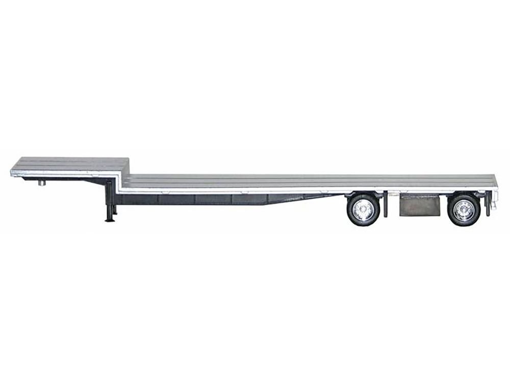 48ft Spread-Axle Drop Deck Trailer with Chrome Wheels and Silver Top 1/87 (HO) Plastic Model by Promotex view 2