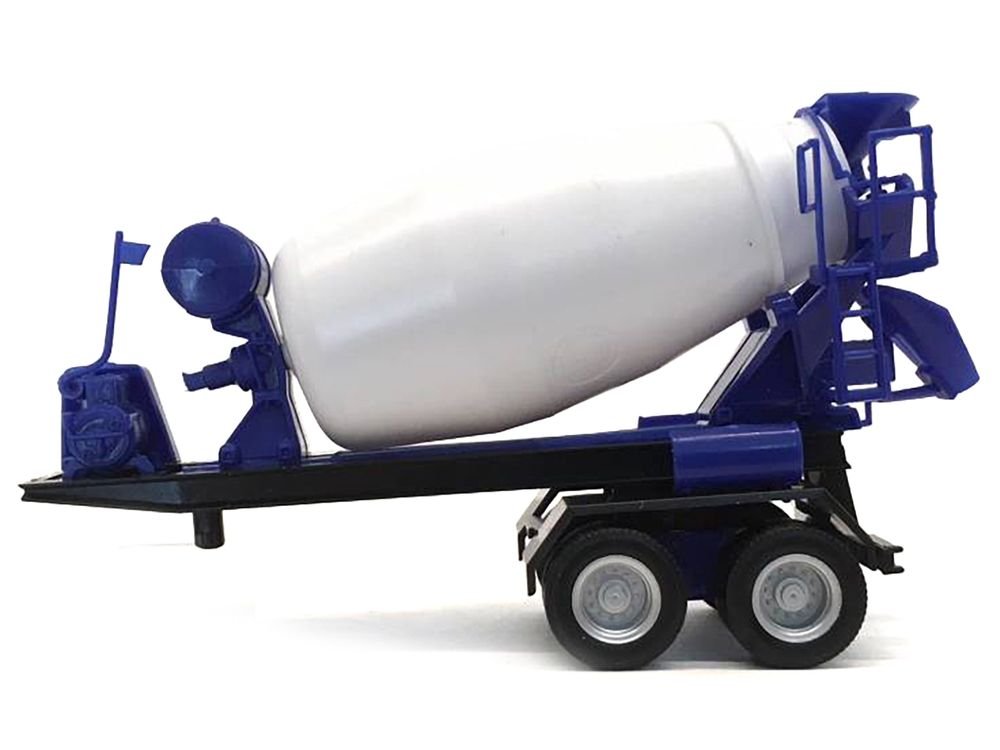 2-Axle Cement Mixer Trailer White and Blue 1/87 (HO) Plastic Model by Promotex view 2