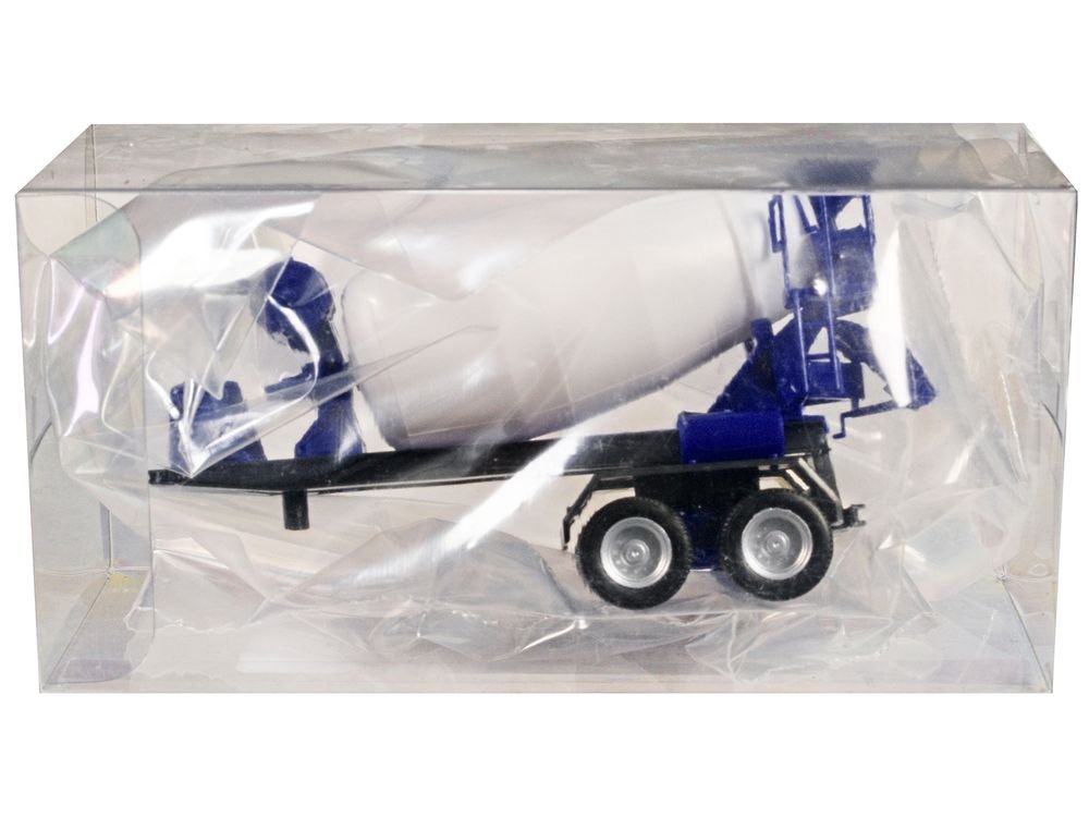 2-Axle Cement Mixer Trailer White and Blue 1/87 (HO) Plastic Model by Promotex view 3