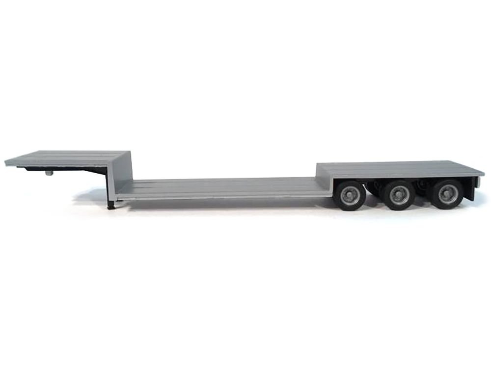 3-Axle Double-Drop Flatbed Trailer Silver Top 1/87 (HO) Plastic Model by Promotex view 2