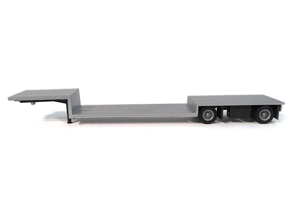 Spread Axle Double-Drop Flatbed Trailer Silver Top 1/87 (HO) Plastic Model by Promotex view 2