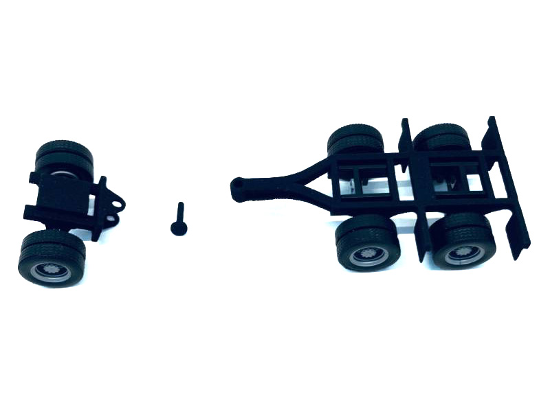 Lowboy Dual Axle Booster with Integrated Rear Axle and Fenders (2 Sets) 1/87 (HO) Plastic Model by Promotex view 2