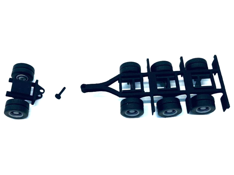 Lowboy Tri-Axle Booster with Integrated Rear Axle and Fenders (2 Sets) 1/87 (HO) Plastic Model by Promotex view 2