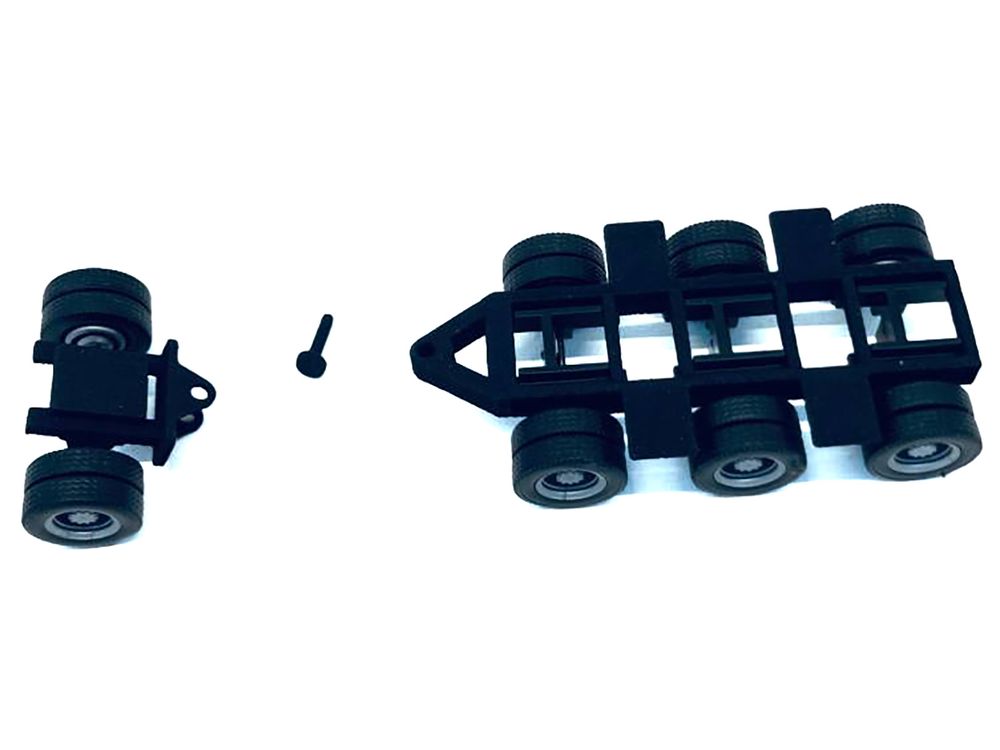 Lowboy Tri-Axle Booster with Integrated Rear Axle (2 Sets) 1/87 (HO) Plastic Model by Promotex view 2