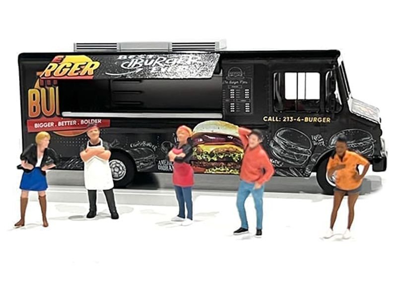 Food Truck "The Burger Truck" Black with Graphics 1/64 Diecast Model by American Diorama view 2