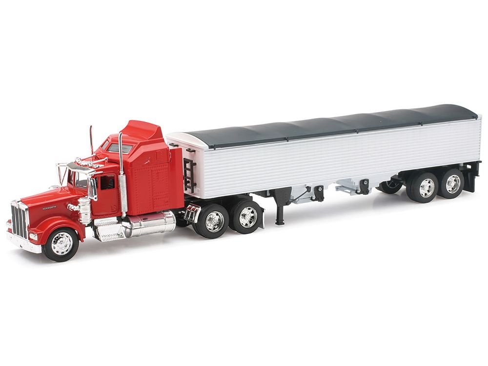 Kenworth W900 Grain Truck Red and White "Long Haul Truckers" Series 1/32 Diecast Model by New Ray view 2