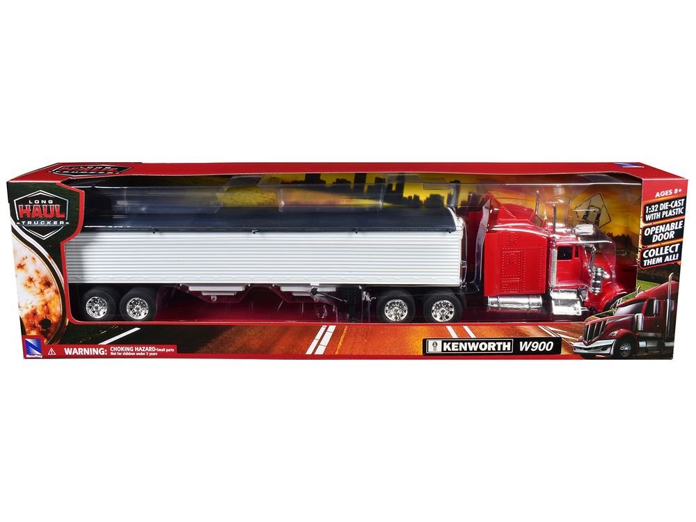 Kenworth W900 Grain Truck Red and White "Long Haul Truckers" Series 1/32 Diecast Model by New Ray view 3