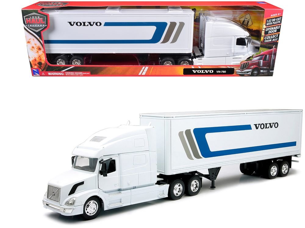 Volvo VN-780 Truck with Dry Van Trailer White "Long Haul Truckers" Series 1/32 Diecast Model by New Ray