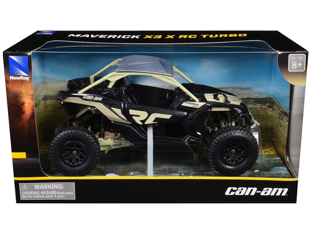 Can-Am Maverick X3 XRC Turbo ATV Tan and Black with Silver Top cast 1/18 Diecast Model by New Ray view 3
