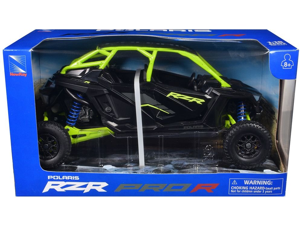 Polaris RZR Pro R UTV Black and Lime Green 1/18 Diecast Model by New Ray view 3