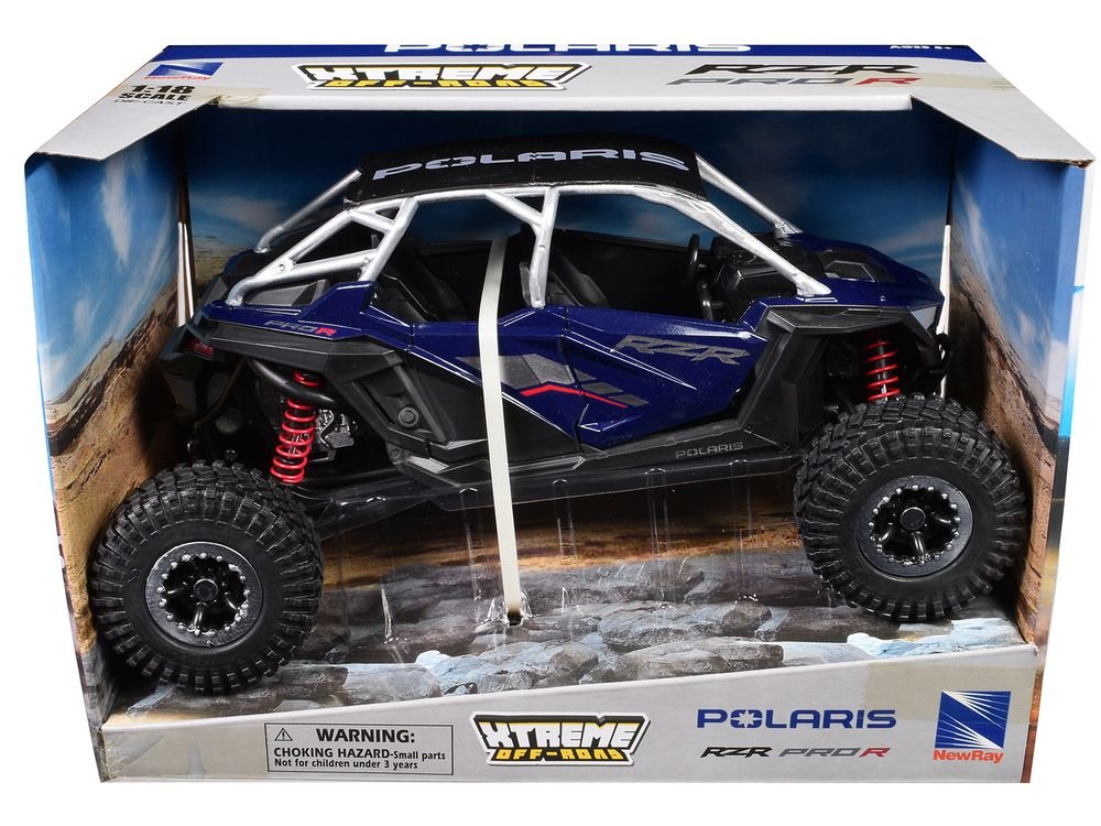 Polaris RZR Pro R UTV Blue with Black Top "Xtreme Off-Road" Series 1/18 Diecast Model by New Ray view 3