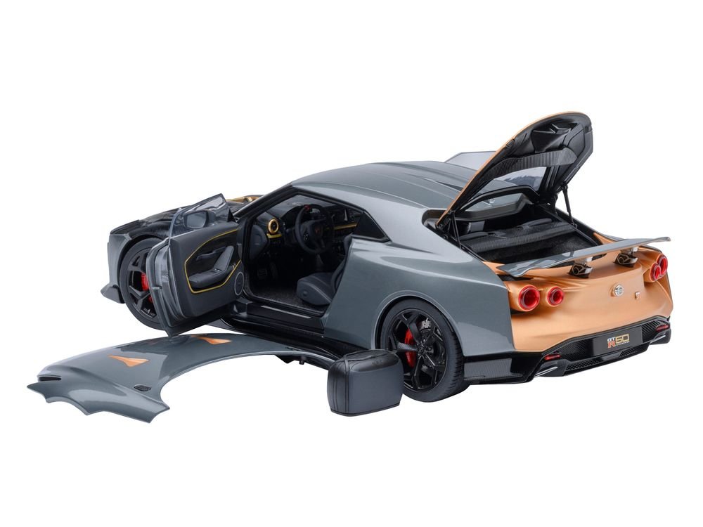 Nissan GT-R50 By ItalDesign "Goodwood Version" Liquid Kinetic Gray Metallic with Gold Accents 1/18 Model Car by Autoart view 2